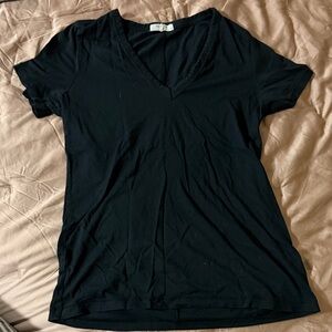 rag & bone Black V-Neck Short Sleeve Tee